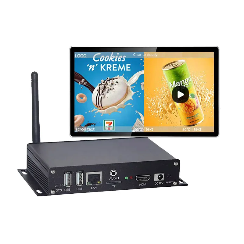 4K Network Multimedia Information Playback Box Remote Control RK3288 Android Box USB WIFI  for Digital Signage