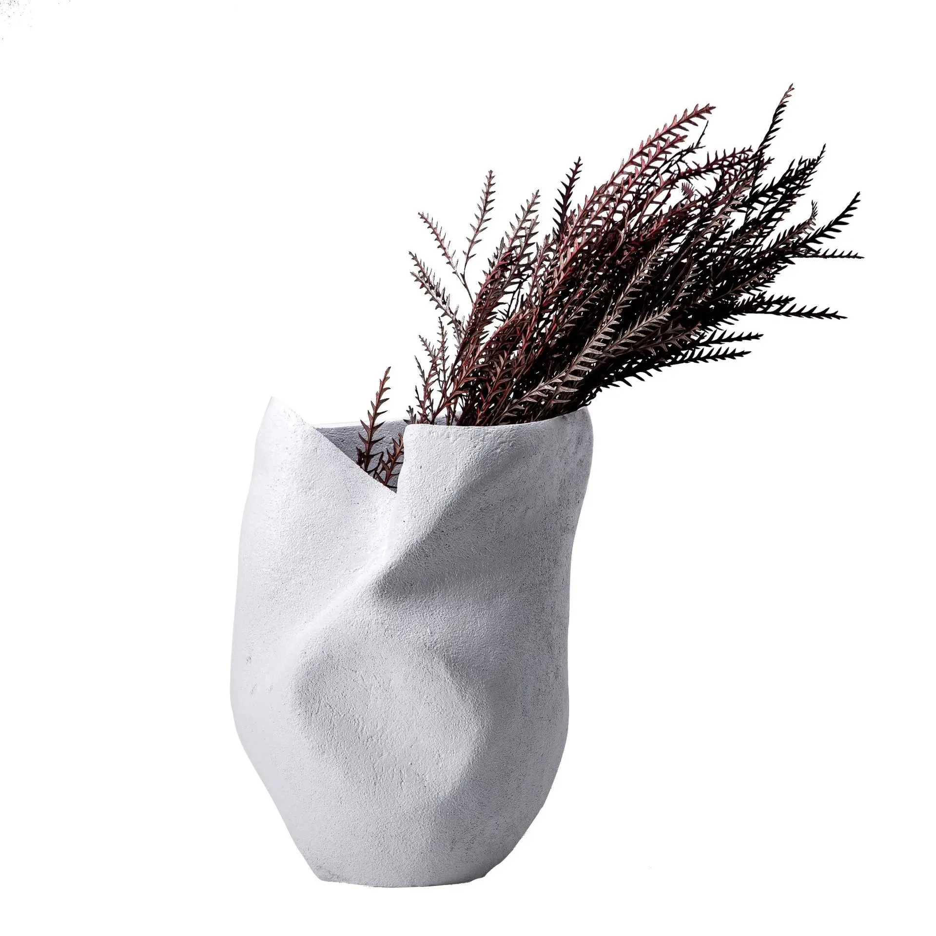 Contemporary Luxury White Resin Vase Abstract Irregular Design Modern Floor Accessory for Wedding Home Decor Dry Flower Display