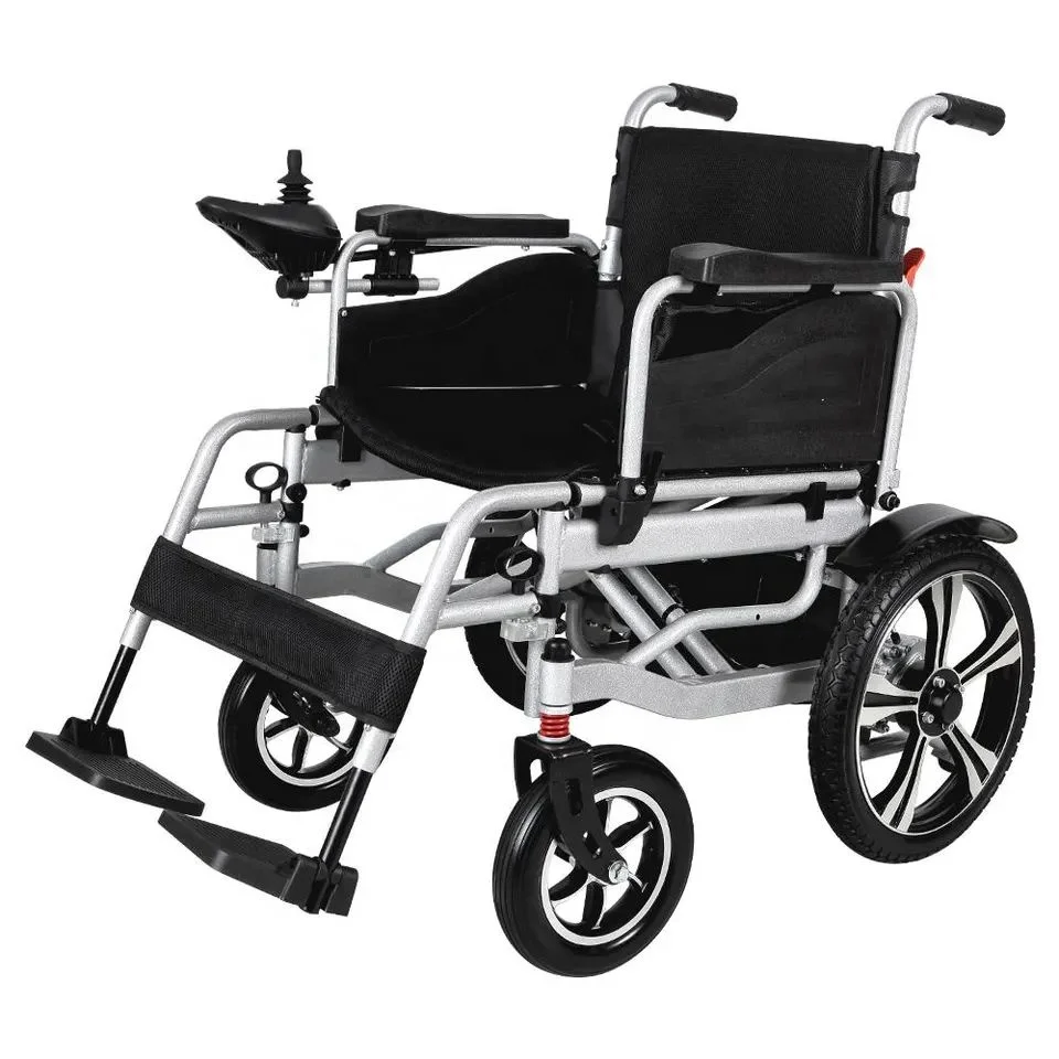 Medical Equipment Steel Material Electric Wheel Chair Folding Wheelchair With Electromagnetic Brake