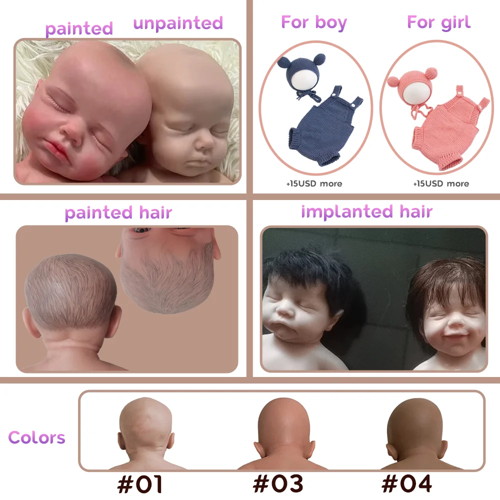 Smily D Type Soft 17.5 Inch 44Cm Full Solid Silicone Sleepy Closed Eyes Reborn Baby Girl For Small Kids Toy 2.8Kg 6.1Lbs Weight