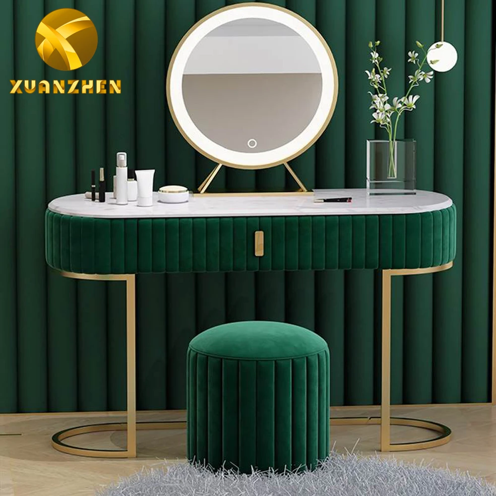 
Bedroom furniture modern pink dresser and stool chair with drawers stainless steel legs dressers with mirror 