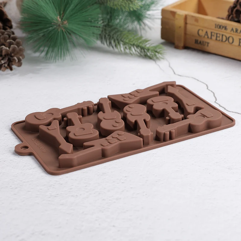 SILIKOLOVE Guitar Violin Instrument Shaped Silicone Chocolate Moulds Candy Mold
