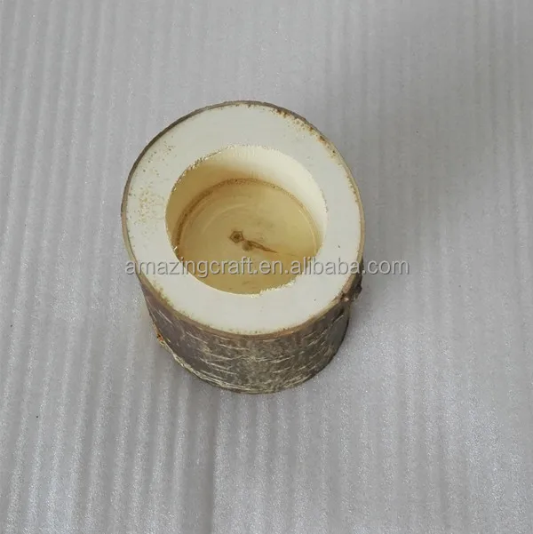Wood Tree Trunk Tealight Candle Holder with Laser Engraved Logo Home Decoration OEM Size Wholesale