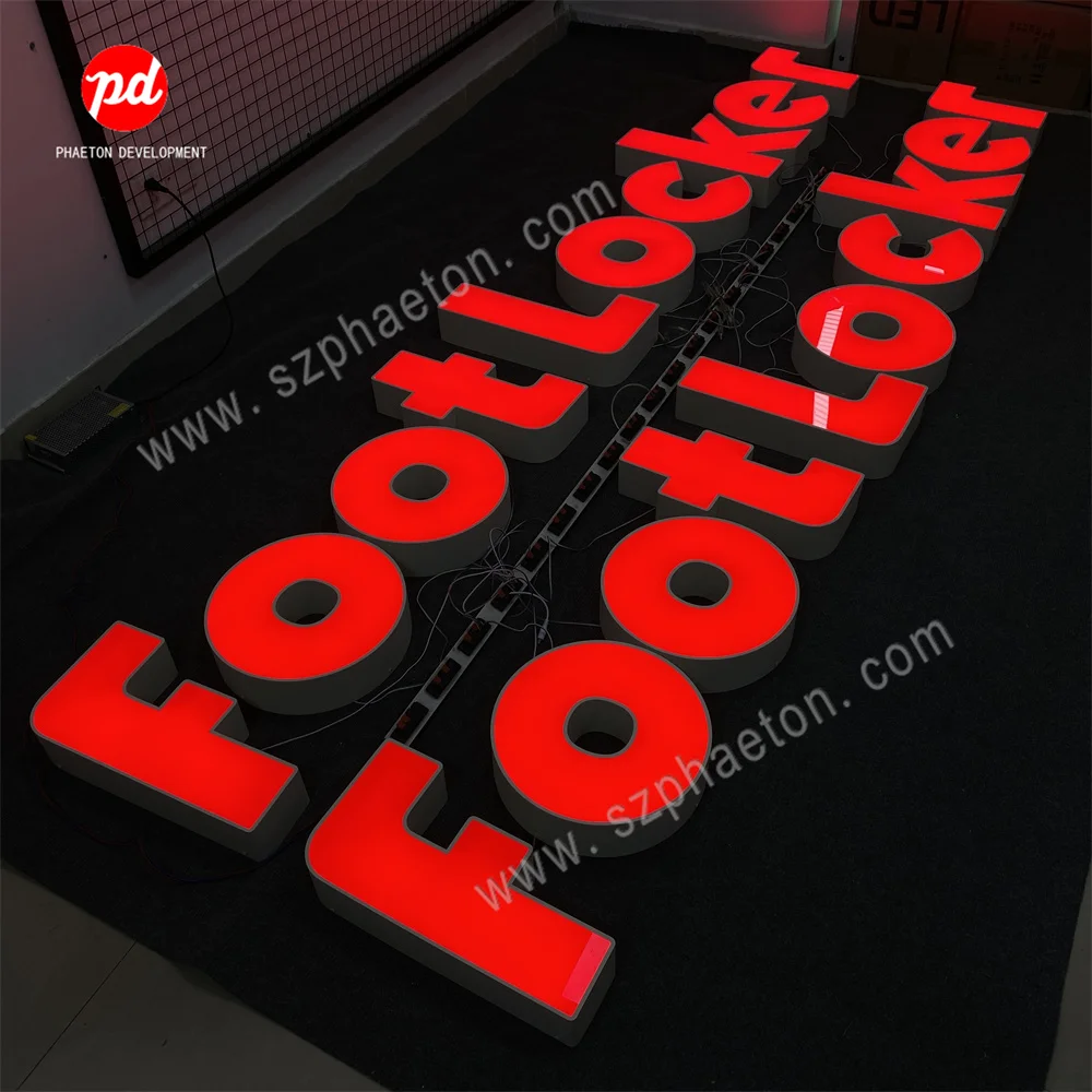 3D Led Backlit Halo lit Mirror Gold Brushed Channel Letters Building Sign Lobby Sign for Company Logo and Shop Store Advertising