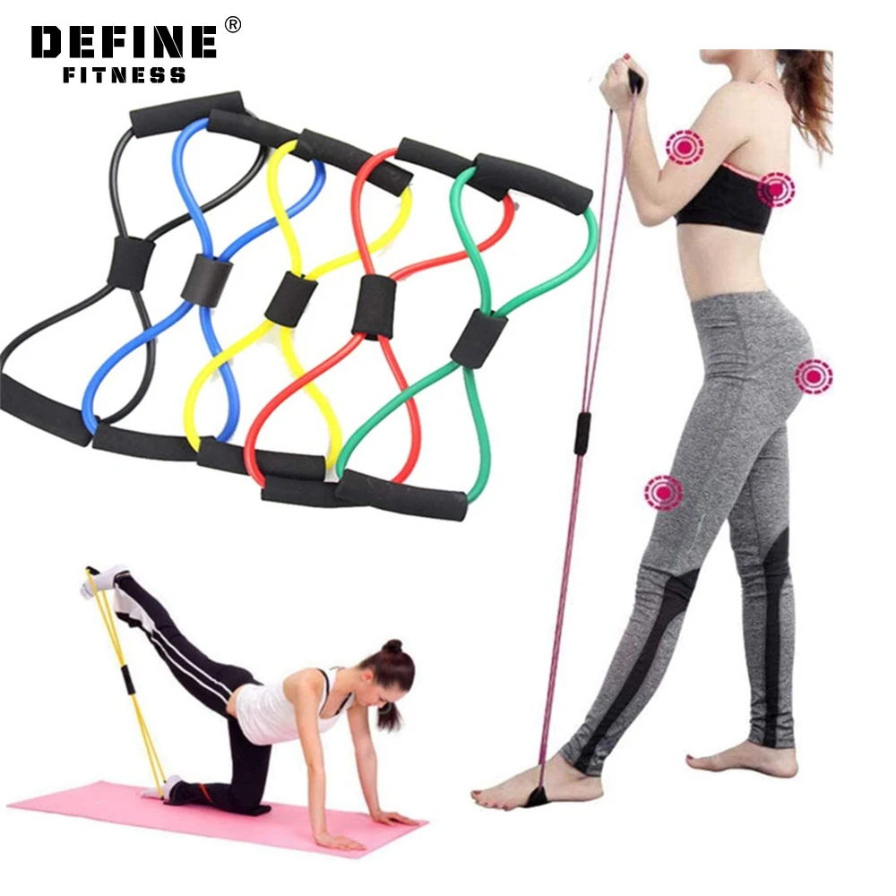 Define Fitness Workout Gym 8 Word chest expander Resistance Bands Rubber Bands for  Elastic Band Fitness Equipment Expander