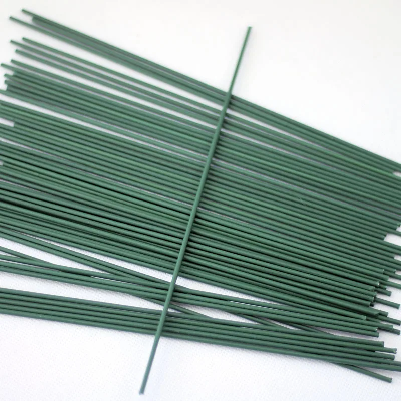Wholesale Festive Decorative Artificial handmade DIY Steel with plastic Green Paddle or Stub flower florist flower stem wire