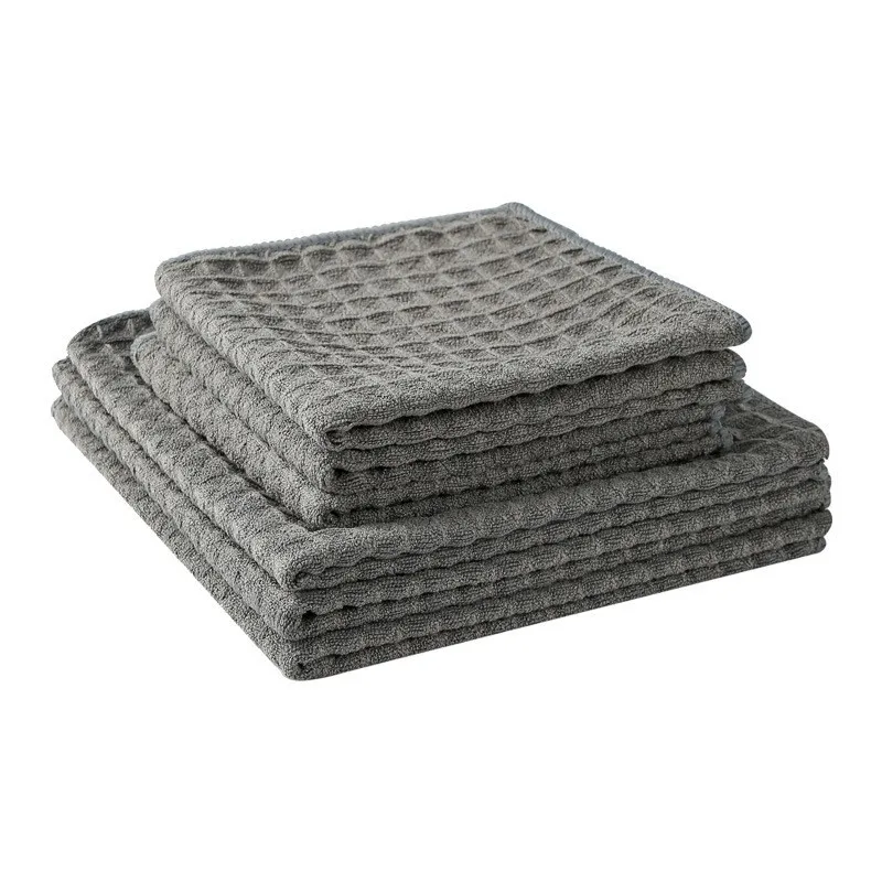 Hot Selling Waffle Design Ultra Absorbent Kitchen Towel Grey Fast Drying  Cleaning Cloths