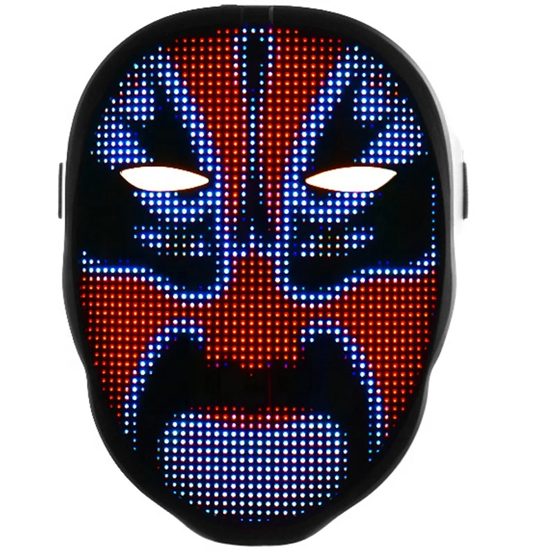 RGB Waving Gesture Sensing Blue tooth Programmable Face Changing Shield Led Display Masks Clown Ghost Skeleton Halloween Props