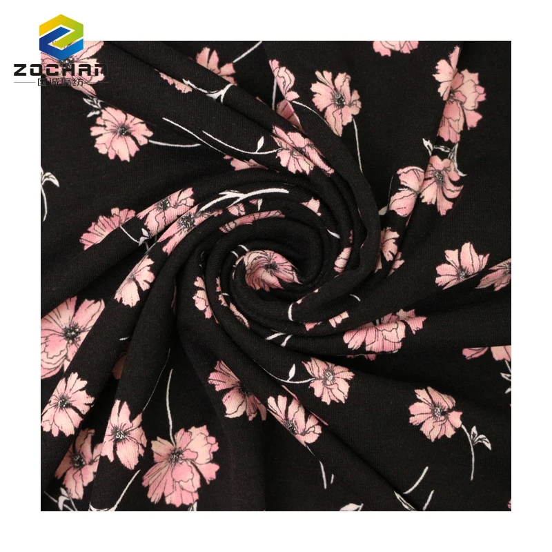 High Quality 95% Rayon 5%spandex printed jersey oriental cherry soft Cool knit fabric for women t shirt dress