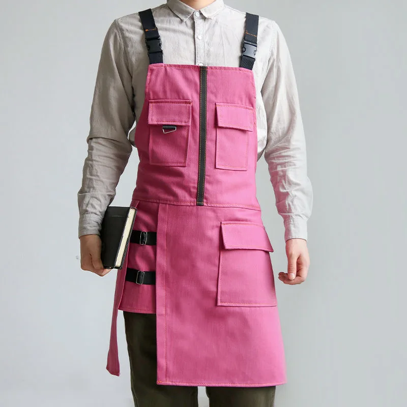 Logo Embroidered Apron Cowboy Men Women Restaurant Flower Work Barista Milk Coffee Barber Shop Chef Beauty Nails Studios Uniform