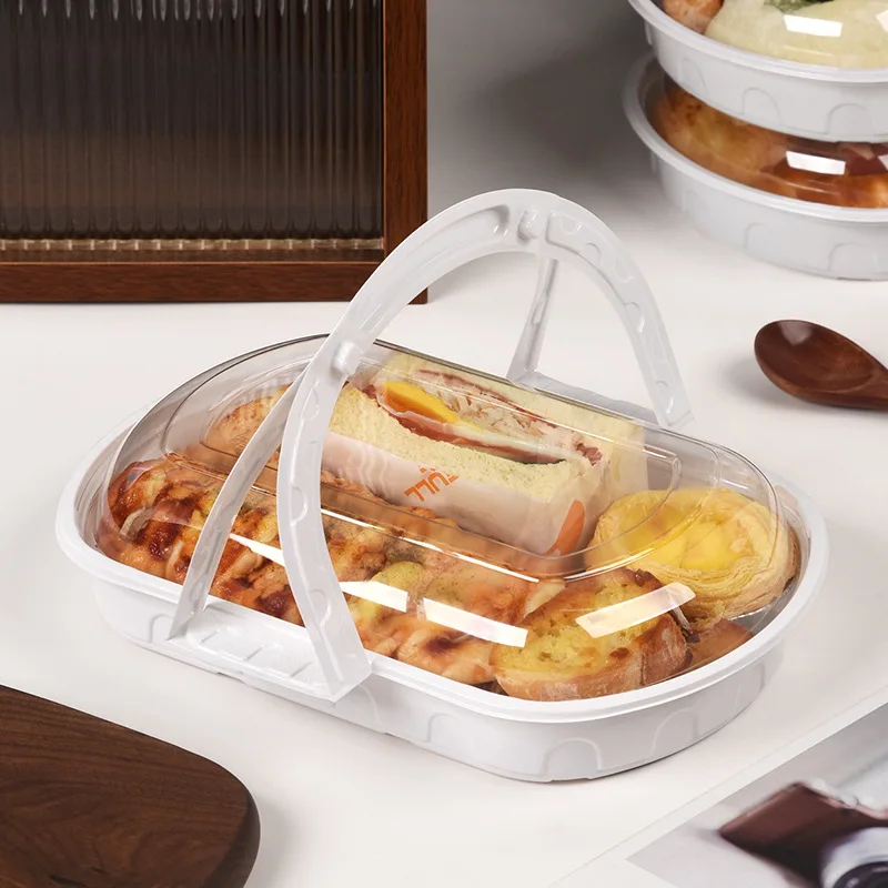 Disposable portable picnic box Afternoon tea dessert cake packing box Spring camping bento light food blister box