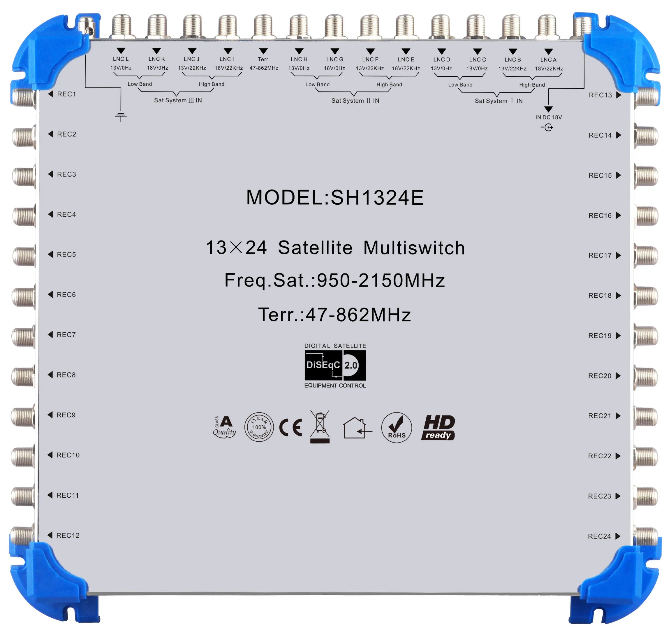 Stand-Alone Satellite Multiswitch 13 inputs 32 outputs terminal multi switch 13x32