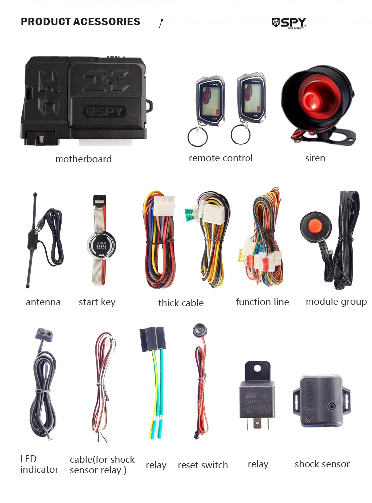 SPY Universal Car Alarm Remote Start System Security Automatic Gadi Keyless Theft Car Remote Starter Lcd Key