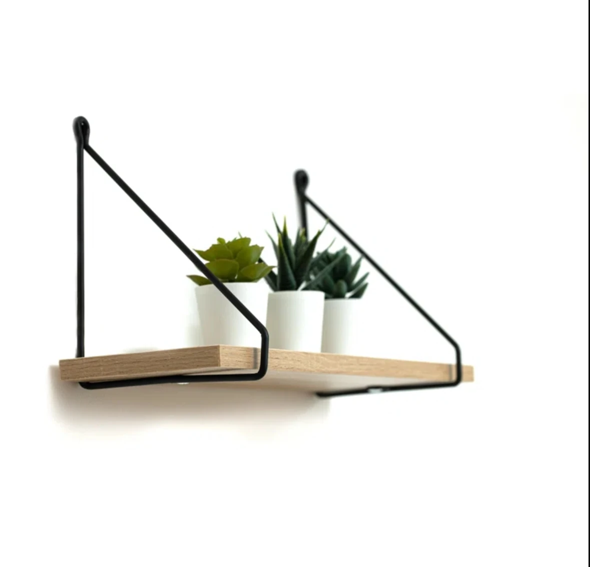 Home Decorative Metal Wire Hanging Shelf Floating Wall Shelf Bracket Wooden Shelves for Living Room