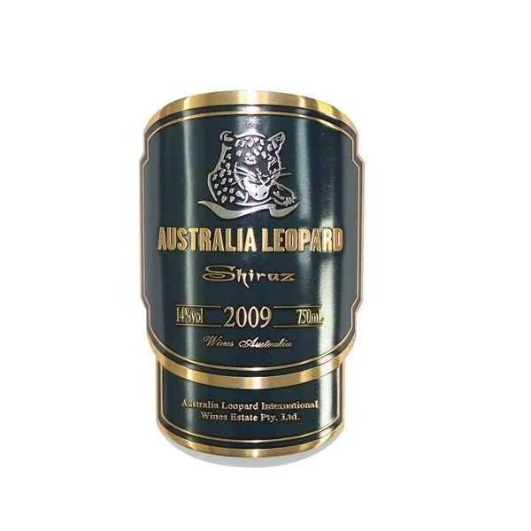 High Quality Waterproof Custom 3d Logo Gold Stamping Embossed Pattern Whisky Wine Glass Bottle Packaging Label