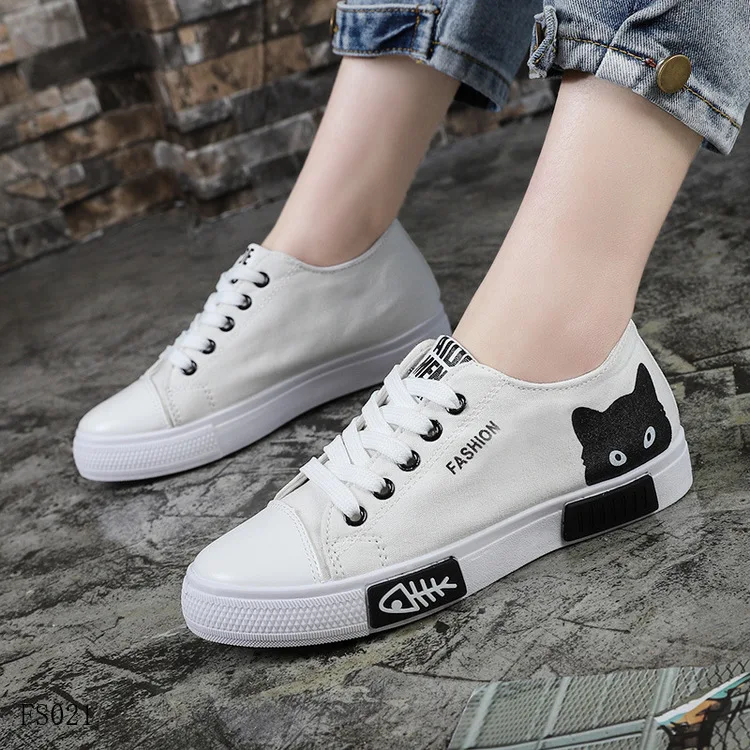 
Wholesale low cute white classic school student Vulcanize canvas shoes women 