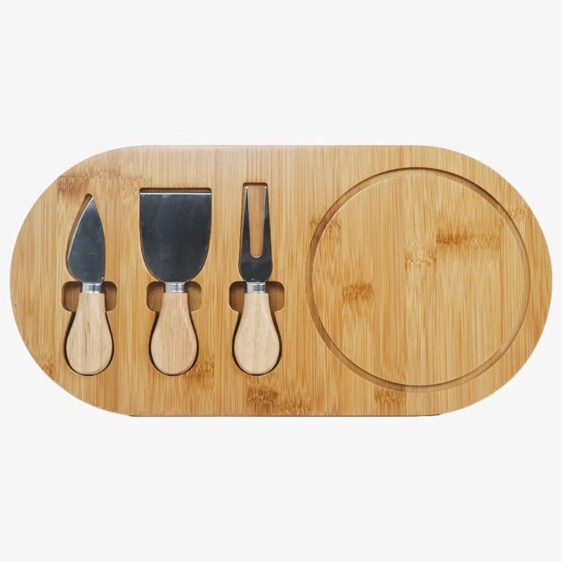 Hot Serving Tray Wood Bamboo Cheese Board Set With Cutlery In Slide Out Drawer Cheese Platter Cutting Board Wholesale