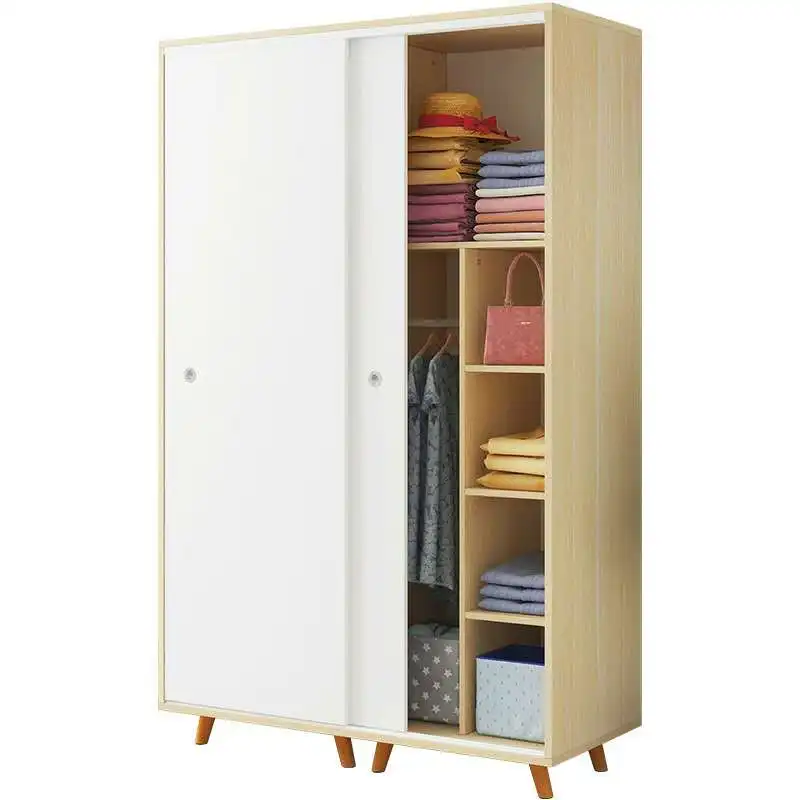 
Bedroom furniture modern wooden wardrobe Floor-standing double sliding door wardrobe 