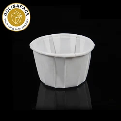 2Oz Disposable Souffle Cups 100% Natural Perfect For Condiments Small Portion Eco Friendly Paper Sauce Cup With Lid