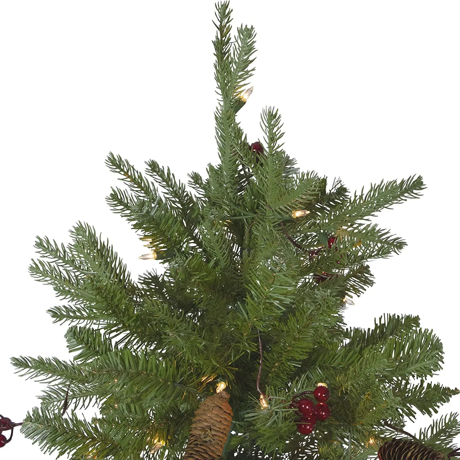 6.5 Ft Pre-Lit Mixed Winter Berry Pine Artificial Christmas Tree with  Clear Lights for Holiday Decor