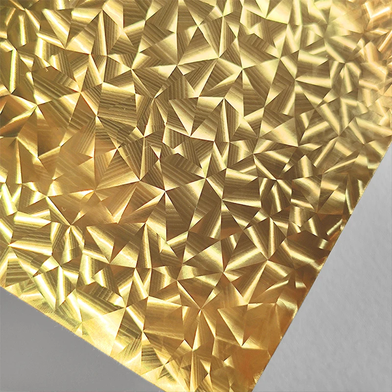 Holographic Broken Glass Pattern Design Faux Leather Sheets Shiny Reflective PU Synthetic Leather Fabric For Decorative Material