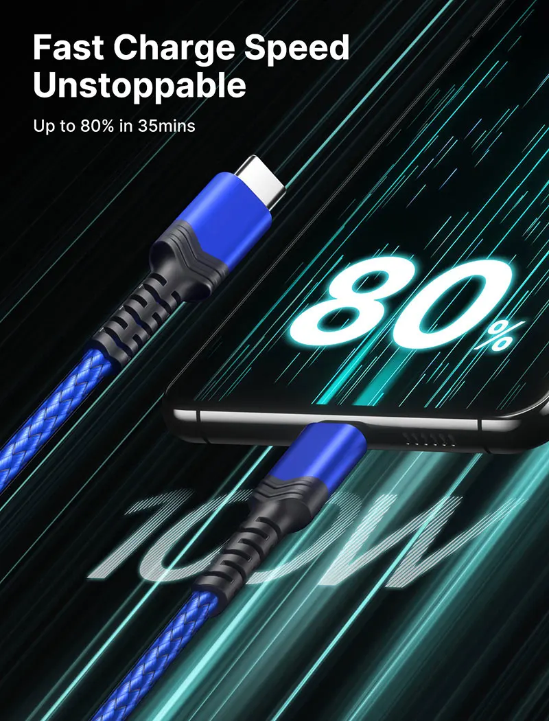 Type C Cable 100W Fast Charging Charger Compatible with MacBook Pro, iPad Mini 6, Google Pixel,Samsung Galaxy
