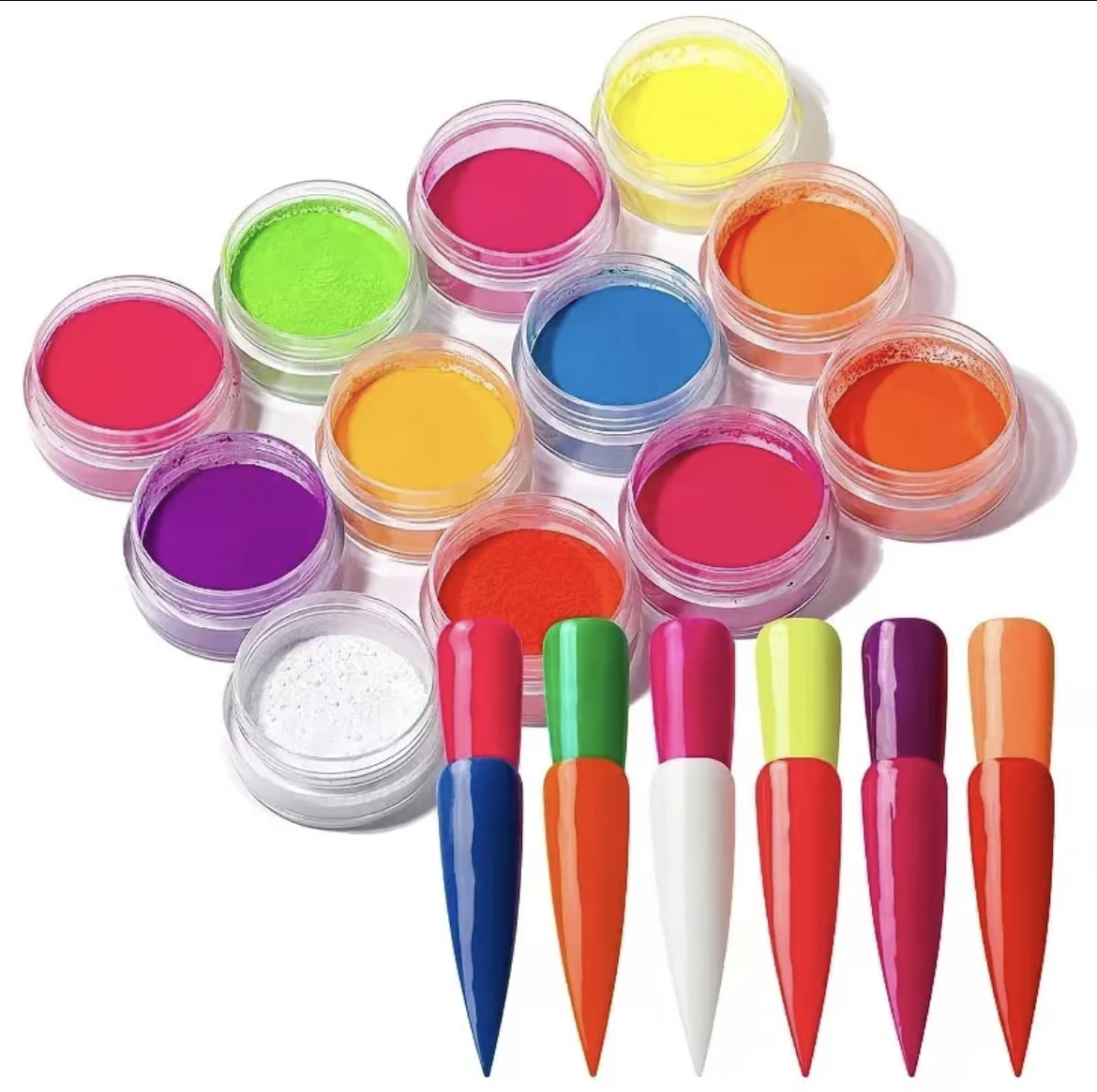 12 Color Super Bright Neon Pigment Nail Powder High Quality Fluorescent Nail Polish Minimum Order 1kg