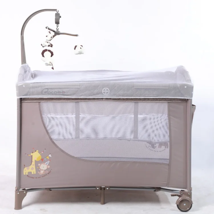 
Safety baby bed comfrotable baby travel cot Portable and Foldable Play Yard Simple Metal Baby Swing Bed 
