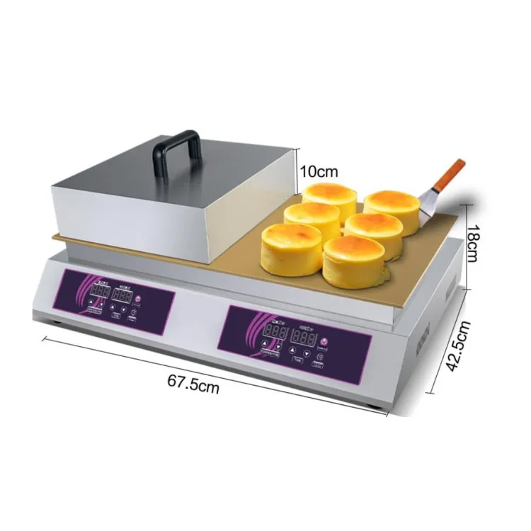 Commercial Double-Head Souffle Cake & Pancake Machine All-Copper Gong Burning Internet Famous Temperature Control Snack Stall