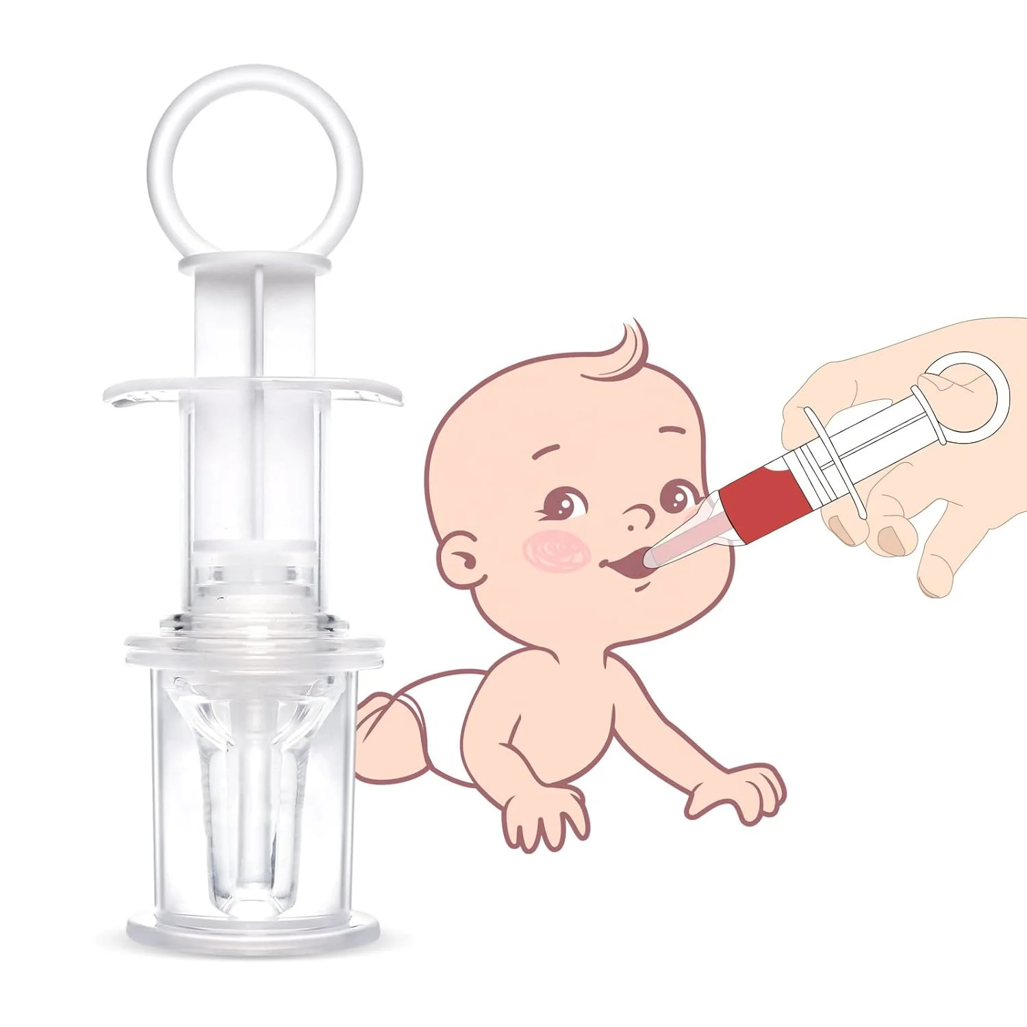 Baby Oral Feeding Syringe Liquid Medicine Dispenser with Nipple Pacifier for Infants Newborns