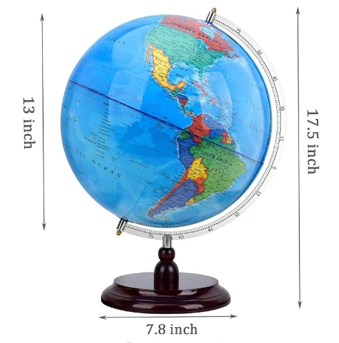 World Globes for Adults Children Kids with Stand Educational Learning large Globe Interactive Gifts for Decor Desk Classroom