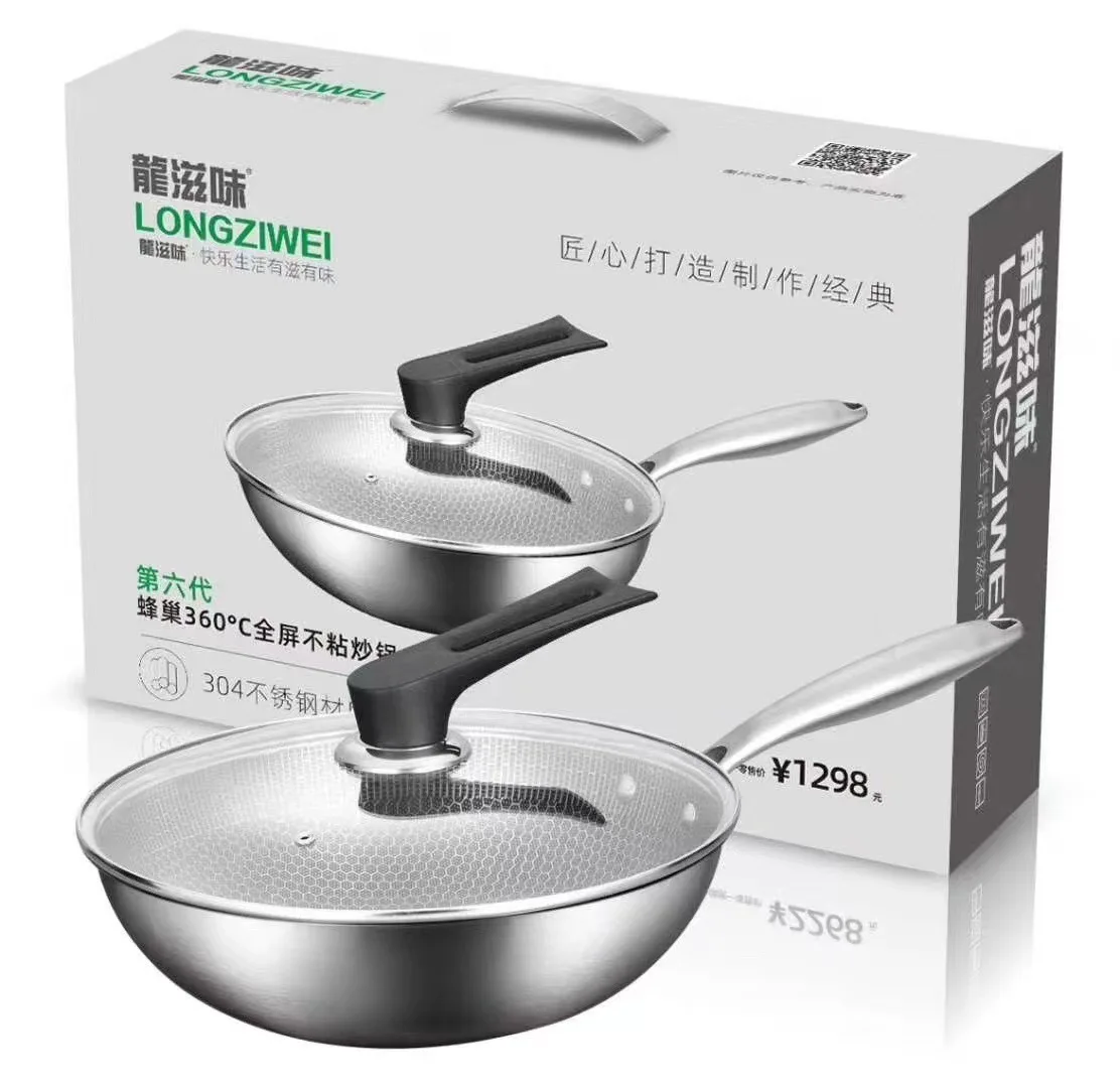 Hot Selling Kitchen Appliances Satin Polished 3 Layers Non-Stick Coating Stainless Steel Pot Big Frying Pan