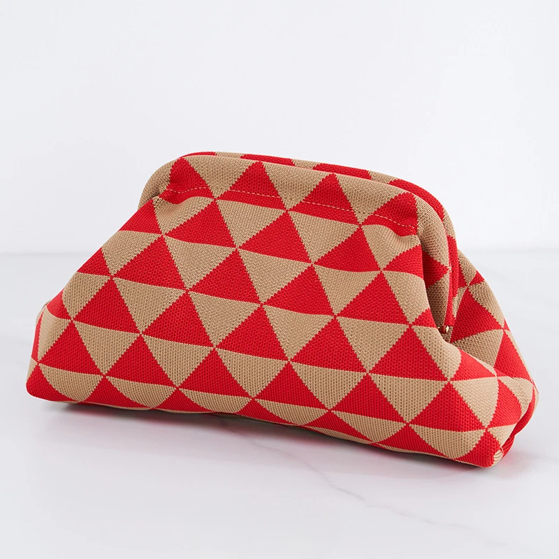 2024 Dumpling Bag Clutch Purse For Women Colorblock Cloud Bag Clutch Handbags Casual Crochet Bag Evening Small Purse