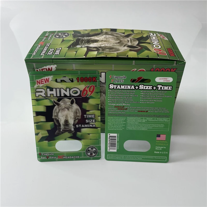 Pack packaging sexual rhino 69 7 package pill capsule card box male sexual performance enhancement no headache blister 3d 5d len