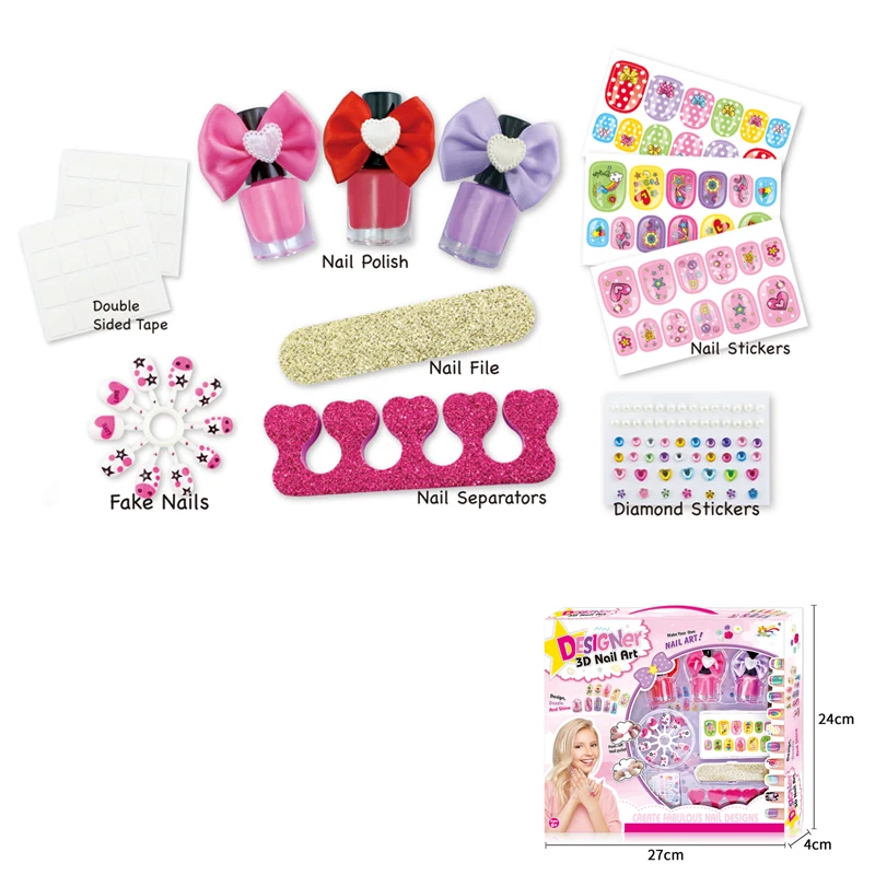 Hot Little Girl Nail Art Designs Stickers DIY Kids Toys For Children Manicure Sticker Nail Art Makeup Set For Little Girl