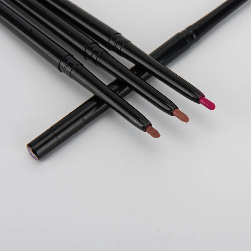 Low Moq Cosmetics Fashion Private Label Custom Logo Retractable Nude Vegan Black Lip Liner Tube Pencil