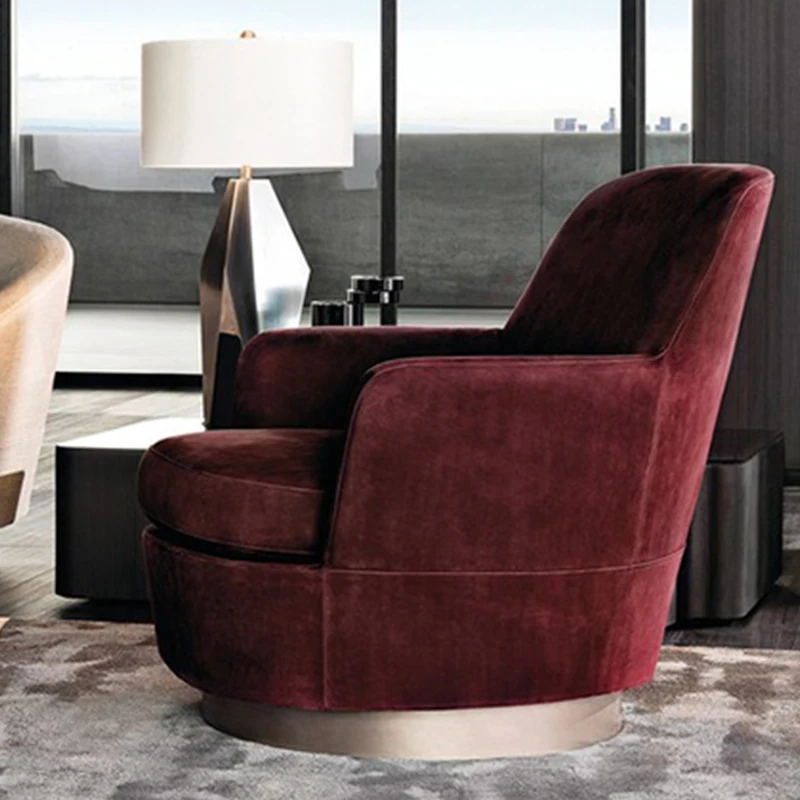 Furnistyle современный стиль роскошный диван резьба по дереву мебель для гостиной комнаты ожидания кресла темно-красный бархатный стул