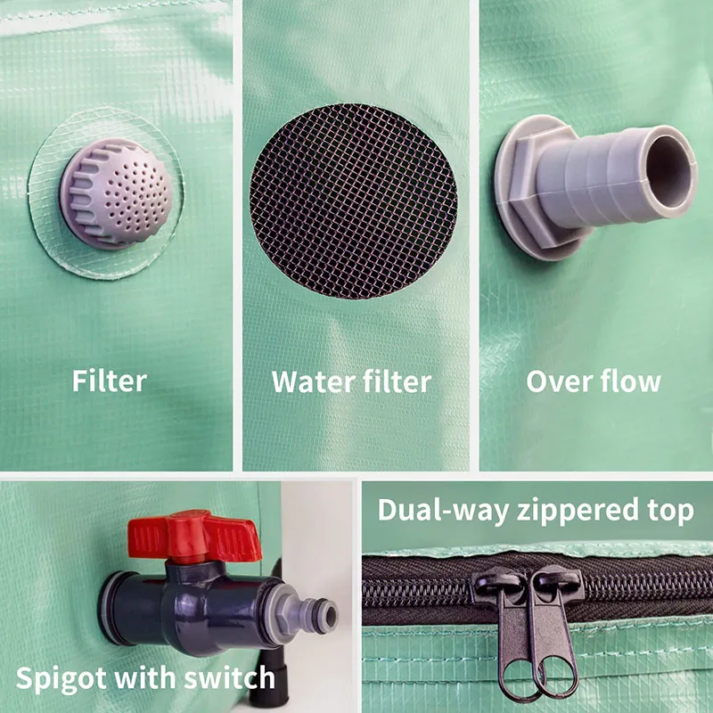 Collapsible Rain Barrel,Portable Water Storage Tank With Volume Marker,Filter Faucet,66 Gallons