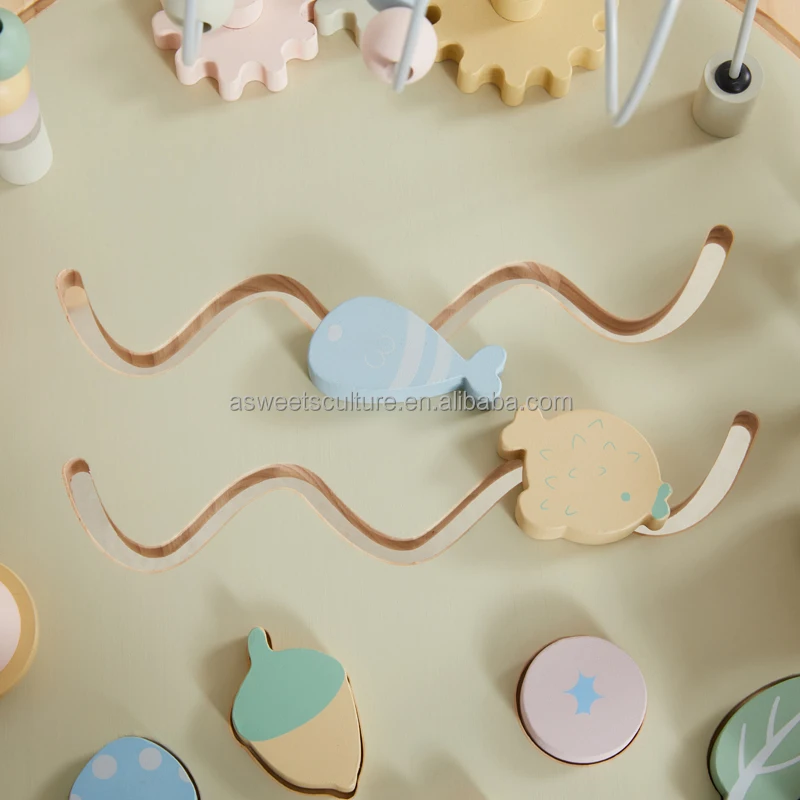 Asweets OEM/ODM wooden Table belt track Educational Learning Toys Round TableSensory Play Table Kids Table Activity