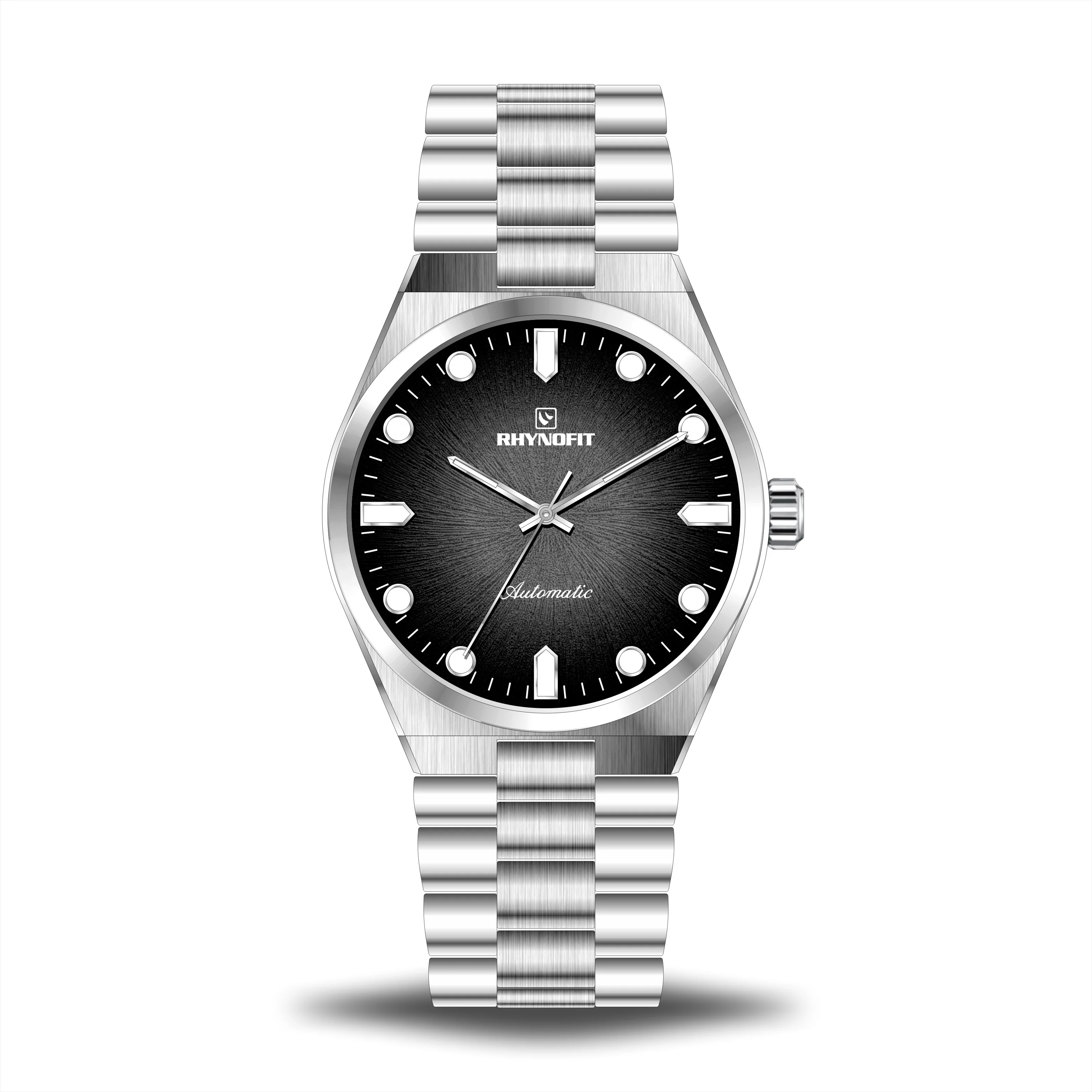 High quality polished 100 meter  Automatic Wristwatch Man Casual bracelet custom Gradient dial Watch Men Mechanical Watches