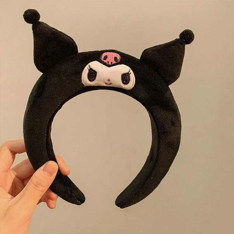 Jiamu Hot Sale Children Cartoon Sanrio Facial Washing Girl Hair Hoop Plush Wide-edged Head Hoop Cute Headband For Women Girls