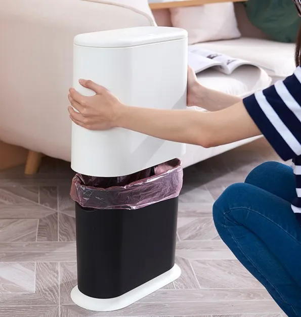 Wholesale bomb cover trash can toilet flip paper basket bedroom sorting sleeve trash basket press trash can