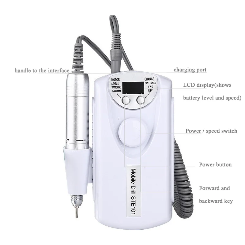 30000RPM Rechargeable Electric Nail Drill Machine with HD LCD Display Nail Master for Manicure Nail &Toenail Art Tools