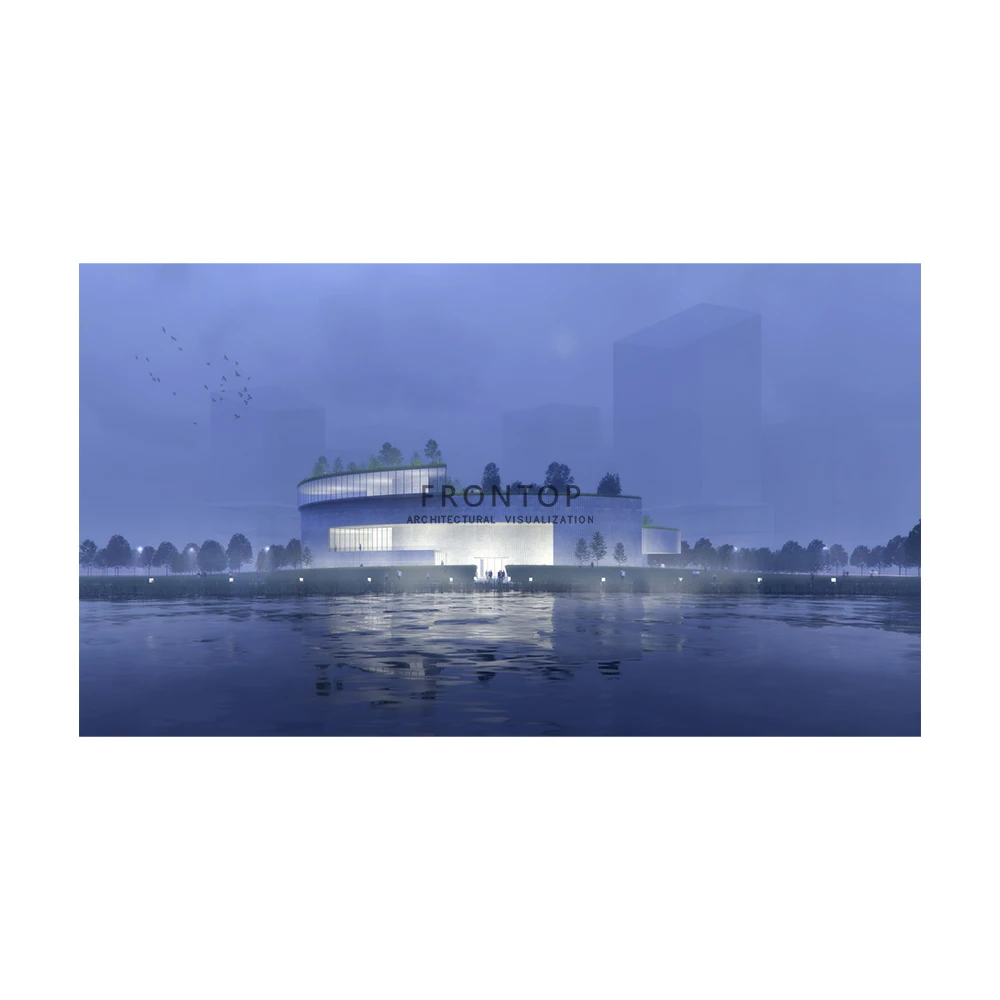 Visualization Public Building Exterior Rendering Architectural Modern Interior 3D Design House Online