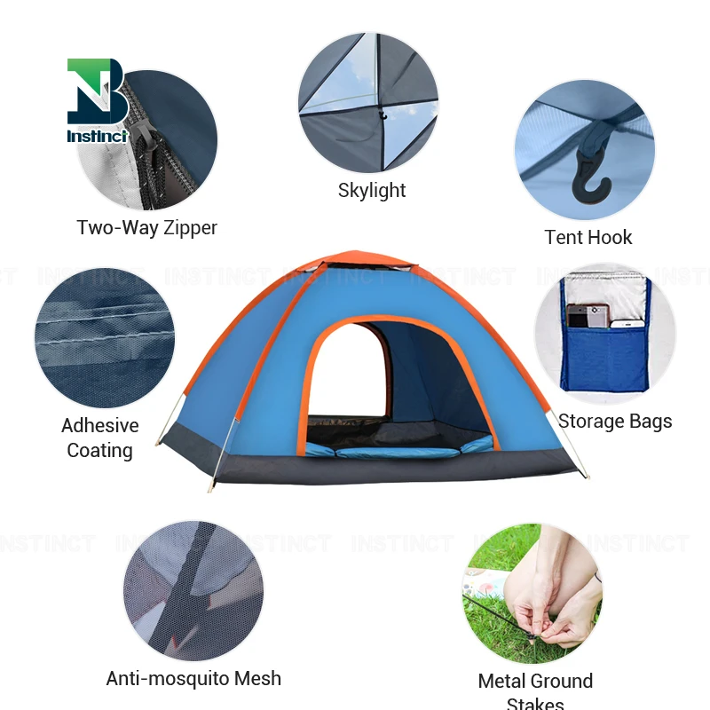 INSTINCT Outdoor camping pop up tent accommodate 3-4 people speed open automatic tent