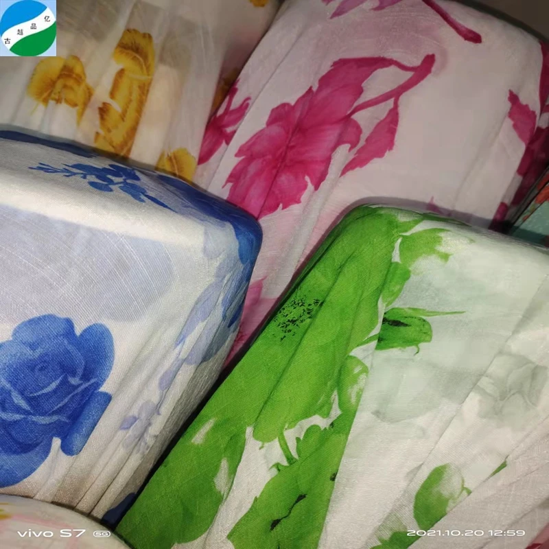 2021 Hot selling tencel 100% linen printed for garment dress woven stock lot fabric from Keqiao Warehouse