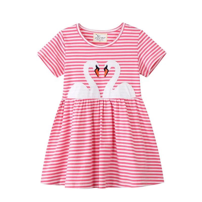 New Model Girl Dress with Embroidered Animal Design Children Wears Casual Girls Dress