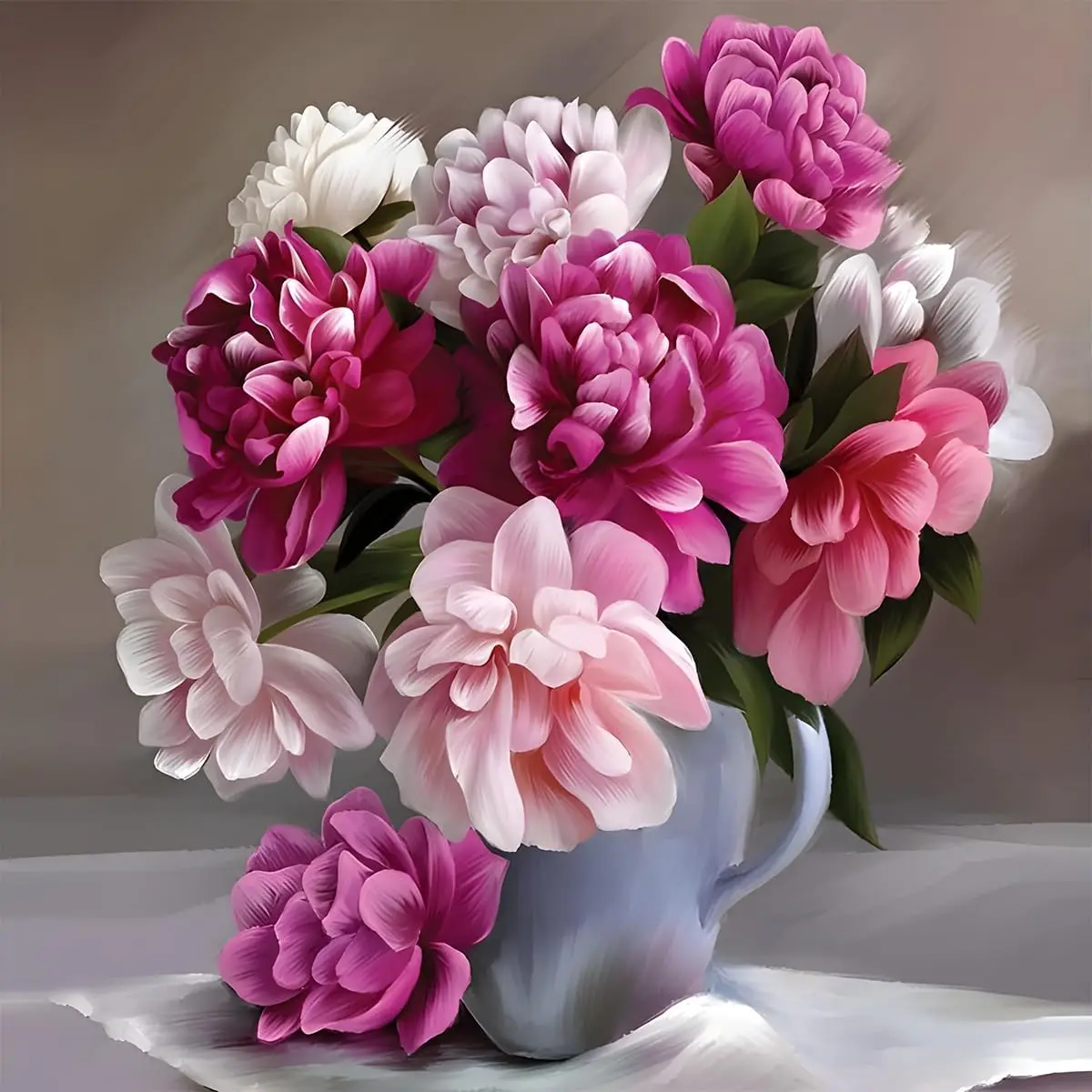 Diamond Painting Kit Rose Red Bouquet Round Diamond Art Beginner Peony Still Life Painting Diamond Painting Home Wall Decoration