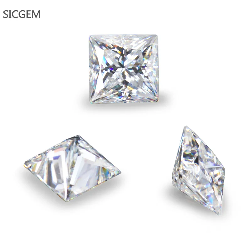 SICGEM Jewelry Princess Cut Moissanite Stone Factory Direct VVS D Colorless Wholesale Moissanite Price
