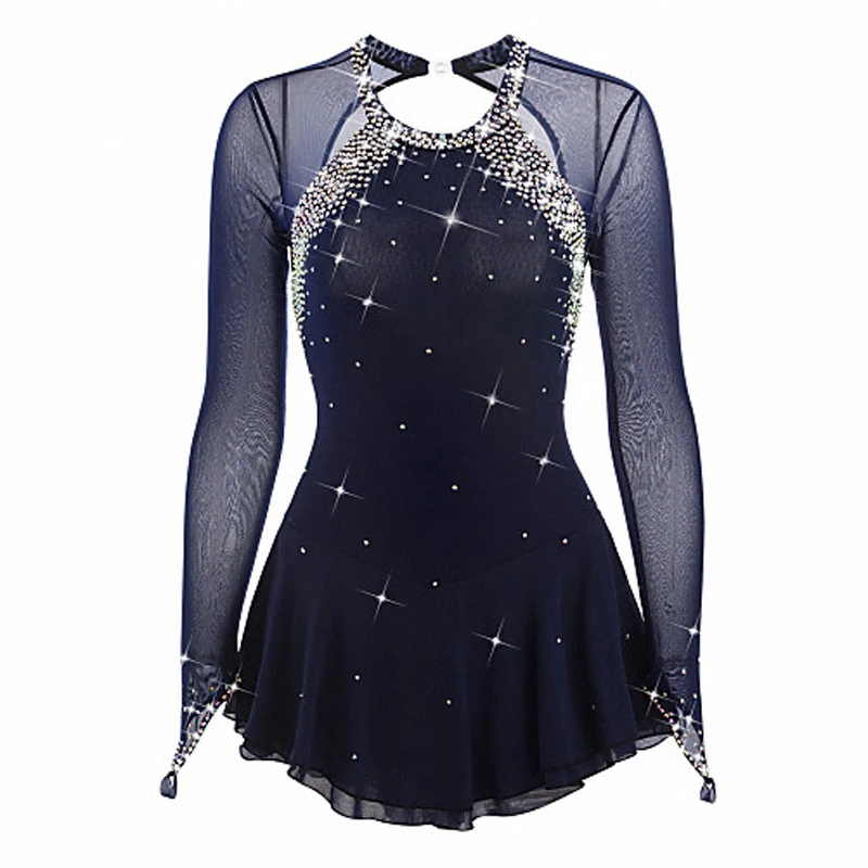 Платье для фигурного катания, женское платье для катания на коньках для девочек из спандекса, высокая эластичность, одежда для катания на коньках